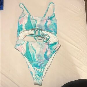 Aqua Marble Print Swimsuit